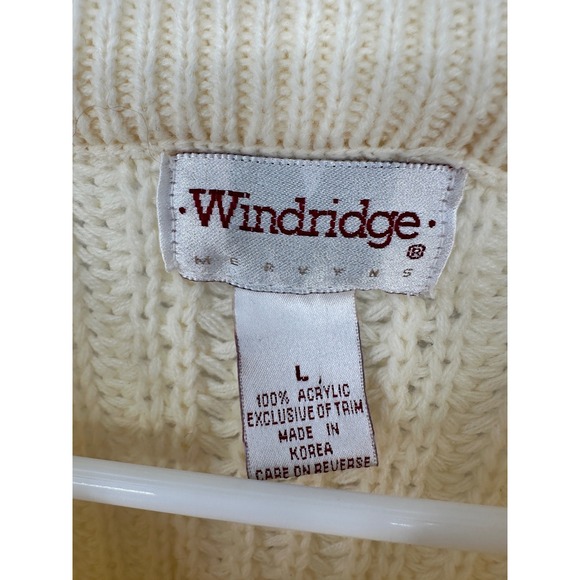 VTG Windridge Cream Knit Sweater Size L Cozy Textured Chunky - Picture 3 of 5